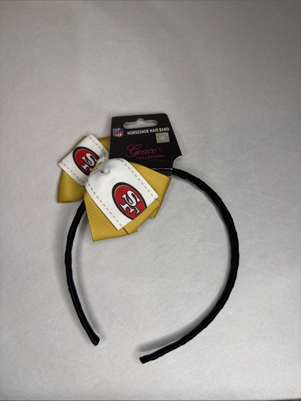 Gold and White NFL Hairband with Team Logo Bow